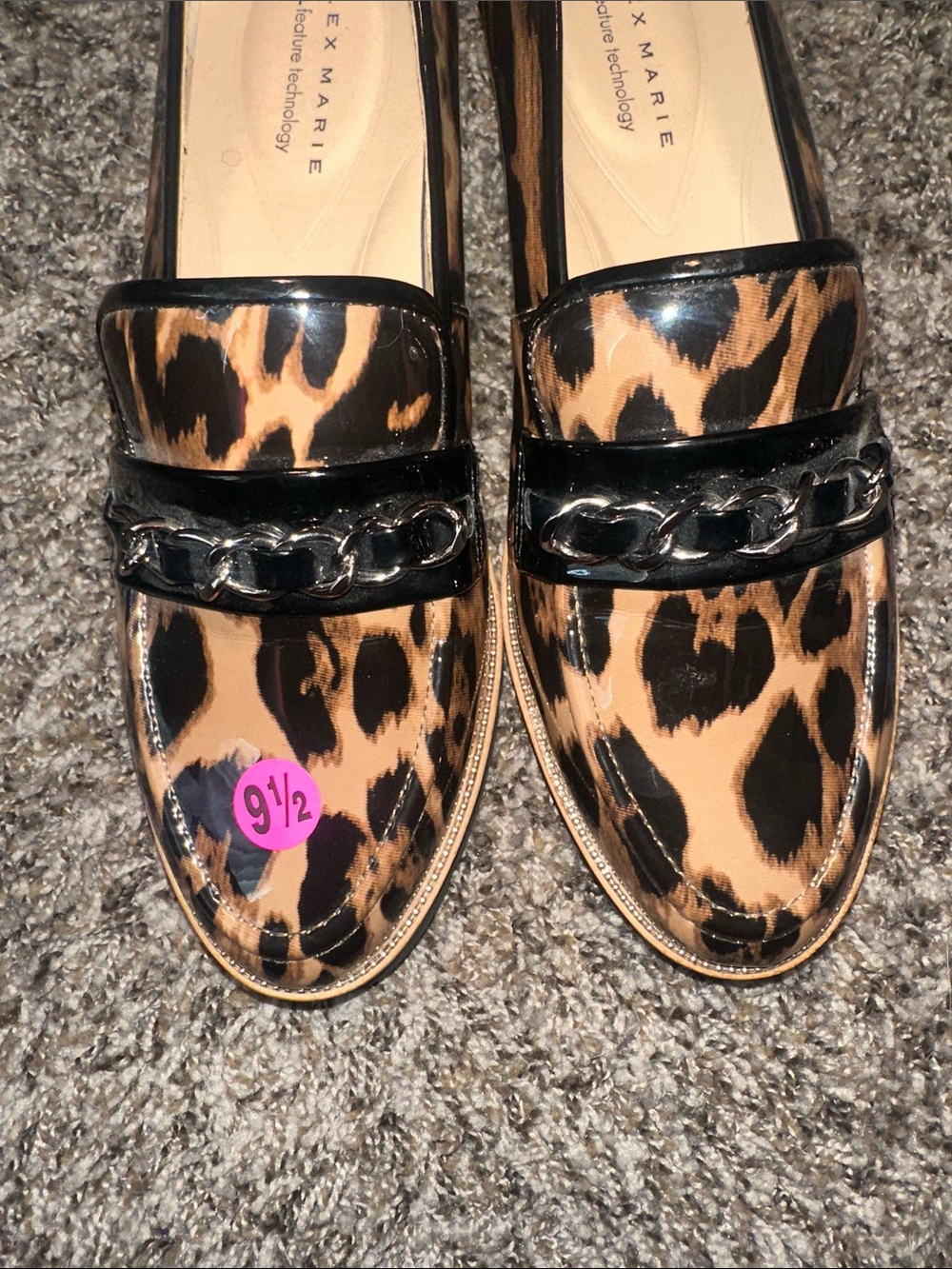 Alex Marie Leopard Patent Loafers in Black and Tan - Picture 3 of 8